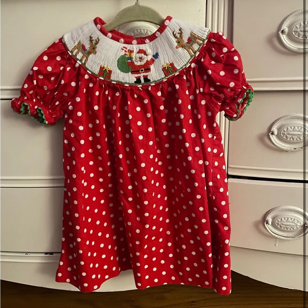 Anavini EUC 9m $24 Smocked Christmas Bib Dress